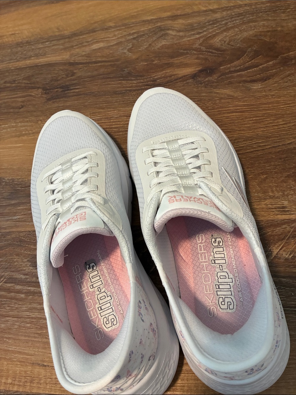 Skechers Women's GOwalk Lace-Up Sneakers in White with Pink - Picture 6 of 7